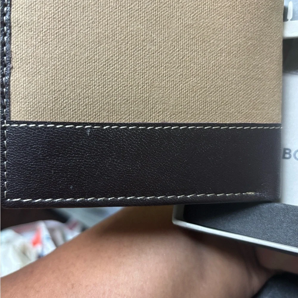Timberland Men's Black and Tan Canvas and Leather Wallet With Key Fob